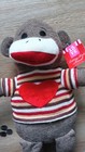Dan Dee Large 22  Sock Monkey Plush Stuffed Animal Doll Brown Striped