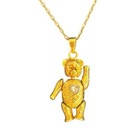 Vintage Gold Tone Avon  Teddy Bear Necklace With Articulating Legs Arms And Head