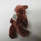 Vtg 2 5  Miniature Brown Teddy Bear Plush Stuffed Animal With Gold Bow Ornament