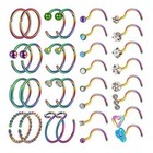 32 Pcs Cz Nose Rings Hoop Screw Stud Surgical Steel Body Piercing Jewelry 20g