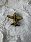 Vtg Estate Solid Brass Model Plane Paperweight Figurine