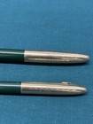 1940   s Sheaffer s White Dot Crest Green Tuck-away 14k Fountain Pen   Pencil Set