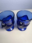 2 Vtg Cobalt Blue Pressed Pattern Glass Chick chicken Egg Cups     2-3 4   h    France