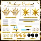 2 Sets Black And Gold Balloon Column Stand Kit With 2 Crown Foil Balloons Bla   
