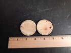 Antique Victorian Bovine Bone Sewing Pin Cushion Wheel Decorated 1 7 8  Pair B