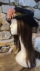 Vintage 90s Arlin Flower Black Floppy Hat Blossom Russo Whimsigoth Phoebe Buffay