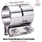 8pcs 2 5  Stainless Steel Lap Joint Band Exhaust Clamp Sleeve Coupler T304