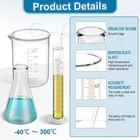 14pcs Lab Flask Glass Measuring Glass Set  Beakers   Cylinders With Stirring Rod