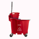 8 75 Gal  Red Polypropylene Mop Bucket Combo With Wringer And Soiled Water Inser