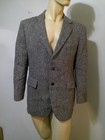 Vtg Harris Tweed Gray Herringbone Handwoven Wool Scotland Sport Coat Jacket 44