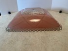 Vintage  Art Deco Light Pink Glass Square Ceiling Shade Hobnail Trim Starburst