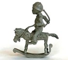 Pewter Boy Riding Rocking Horse Figure Signed John Sullivan 1975 Vintage