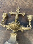 Travel Mass Altar Metal Crucifix Holy Water Candle Holder Bronze Antique Ar3