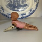 Vintage Mechanical Wind Up Celluloid Toy Swimming Swimmer Girl Doll