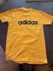 Vintage 80s Adidas T Shirt Orange Solid Color Double Sided Logo