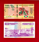 2 Burundi Unc Banknotes 100 Francs 2011  pick-44    500 Francs 2018  pick-50b 