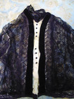 Edwardian Antique Belle Epoque French Bodice Blouse Black Lace Silk C1890