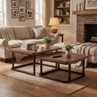 Nesting Coffee Tables Set Of 2 Square Side End Table Set For Living Room Balcony