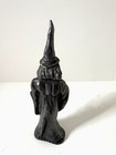 Pewter Wizard Figurine  Holding Crystalball W  Red Stone In Hat
