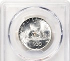Italy 1966 500 Lire   columbus  Silver Coin Pcgs Certified Gem Uncirculated Ms65