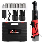 18v 2battery Electric Cordless Ratchet 3 8  Right Angle Wrench Impact Power Tool