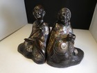 Pair Antique Old 19th Century Japanese Meiji-period  Bronze Cloisonne  Figurines