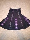 Black A-line Flare Skirt Size 8 With Purple Embroidery Long Modest Sunny Leigh