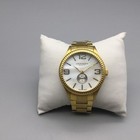 Akribos Xxiv Watch Mens 40mm Gold Tone White Mop Dial Ak549yg New Battery 8 25 
