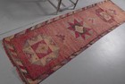 Vintage Turkish Runner Rug 2 7x9 6 Ft  81x292 Cm   Red Floral Herki Rug