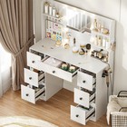 Large Vanity Desk W  Mirror Lights 7 Drawers Dressing Makeup Table Power Outlet