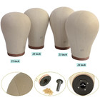 Cork Canvas Block Wig Head Mannequin For Wigs 24 Inch Wig Head Stand With Manneq
