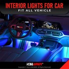 4x Rgb 72 Led Car Interior Floor Light Strips With Bluetooth App Control