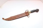 Vintage Philippine Negrito Bolo Knife - 22  Kriss Dagger Leather Sheath Filipino