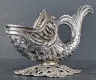 Antique European 800 Grade Silver Footed Figural Dolphin Master Salt Dip Cellar 
