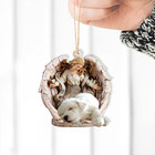 Poodle Dog Sleeping Angel Ornament  Poodle Dog Angel Wings Christmas Ornament