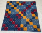 Vintage Antique Patchwork Quilt Large Table Topper  Nine Patch  Four Patch  Blue