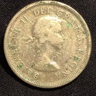 1958 Canada 25 Cents Silver Coin - F  fine  Condition