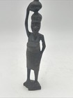 Vintage African Ebony Wood Hand Carved Sculpture Standing Woman Tanzania 8 In