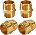 4 Pack 1  Npt Brass Hex Nipple Male X Male Pipe Fitting Solid Brass Equal Nipple