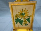 Vtg Tin Metal Match Holder Safe Box Wall Mount Yellow Flowers  