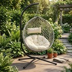 Folding Rattan Hanging Hammock Egg Chair Swing Basket Chair Aluminum Steel Stand