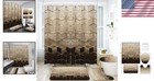 Geometric Luxury Brown Gradient Shower Curtain Set With Bath Mats     4 Pcs