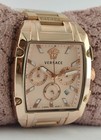 Pre-owned Versace Chronograph Rose Gold Dial  date  Steel Band Men Wristwatch