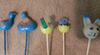 Lot Of 5 Vintage Easter Bunny Cake Topper Decoration Cupcake Picks