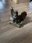 Vintage Brass Plated Cast Metal American Bald Eagle 1776 Bookend Statue Door