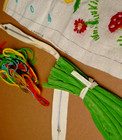 Vintage Bucilla 37708 Happy Frog Crewel Pillow Kit Unfinished Mushrooms 14x14