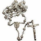 Vintage Our Lady Guadalupe Rosary Clear Crystal Beads Silver Tone Rose Beads