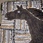 Hand Hooked Rag Rug Horse Folk Art 38   x 24   