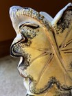 Vintage Ceramic Yellow Gold Black White Leaf Vase Mcm Euc