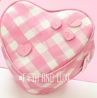 New Bath   And Body Works Pink Gingham Heart Cosmetic Bag